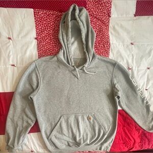 Carhartt Light Gray Hoodie Sweatshirt Mems Medium Oversized